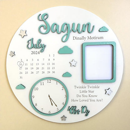 Personalized Wooden Baby Name &amp; Birth Certificate Sign – Custom Newborn Keepsake, Baby Shower &amp; Christmas Gift