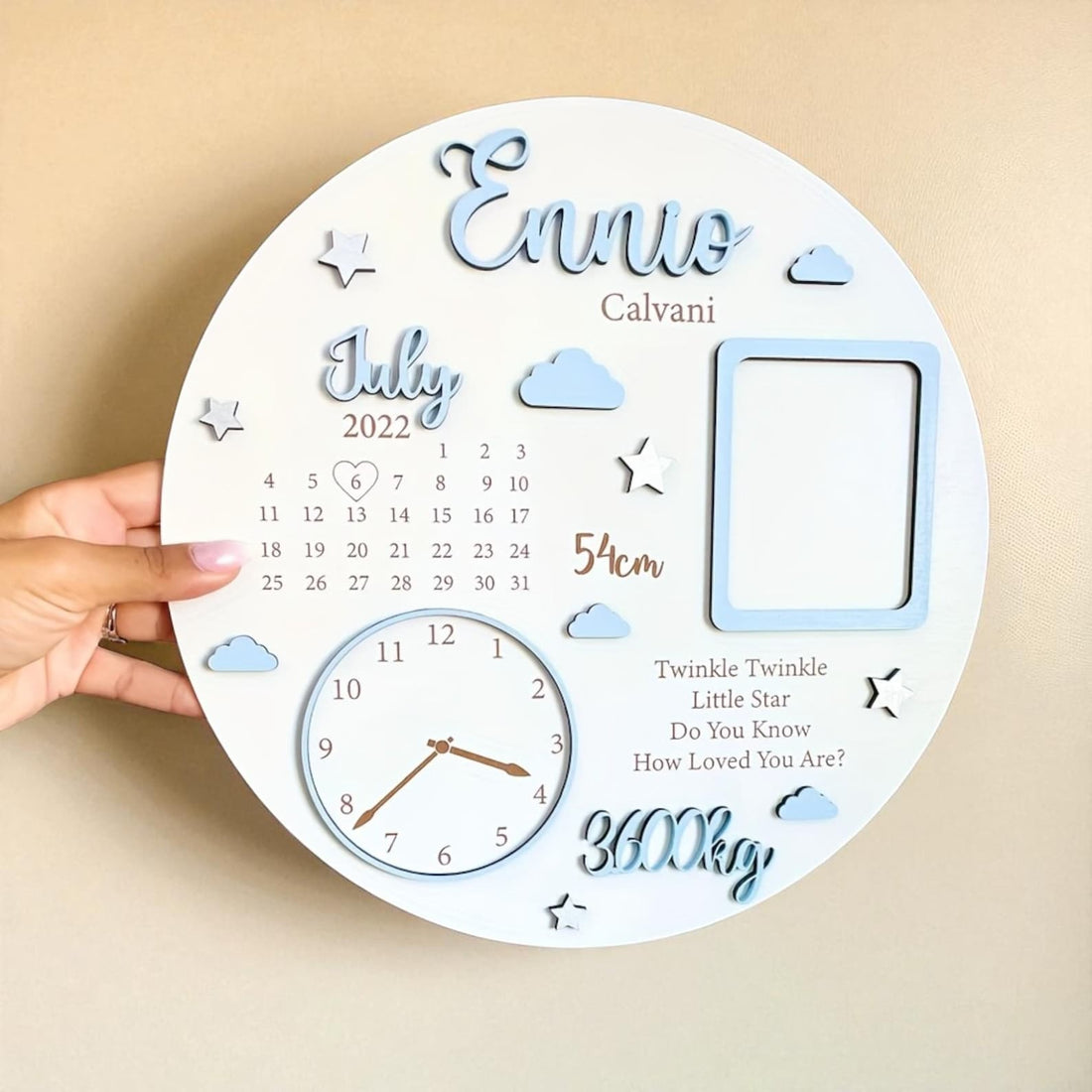 Personalized Wooden Baby Name & Birth Certificate Sign – Custom Newborn Keepsake, Baby Shower & Christmas Gift