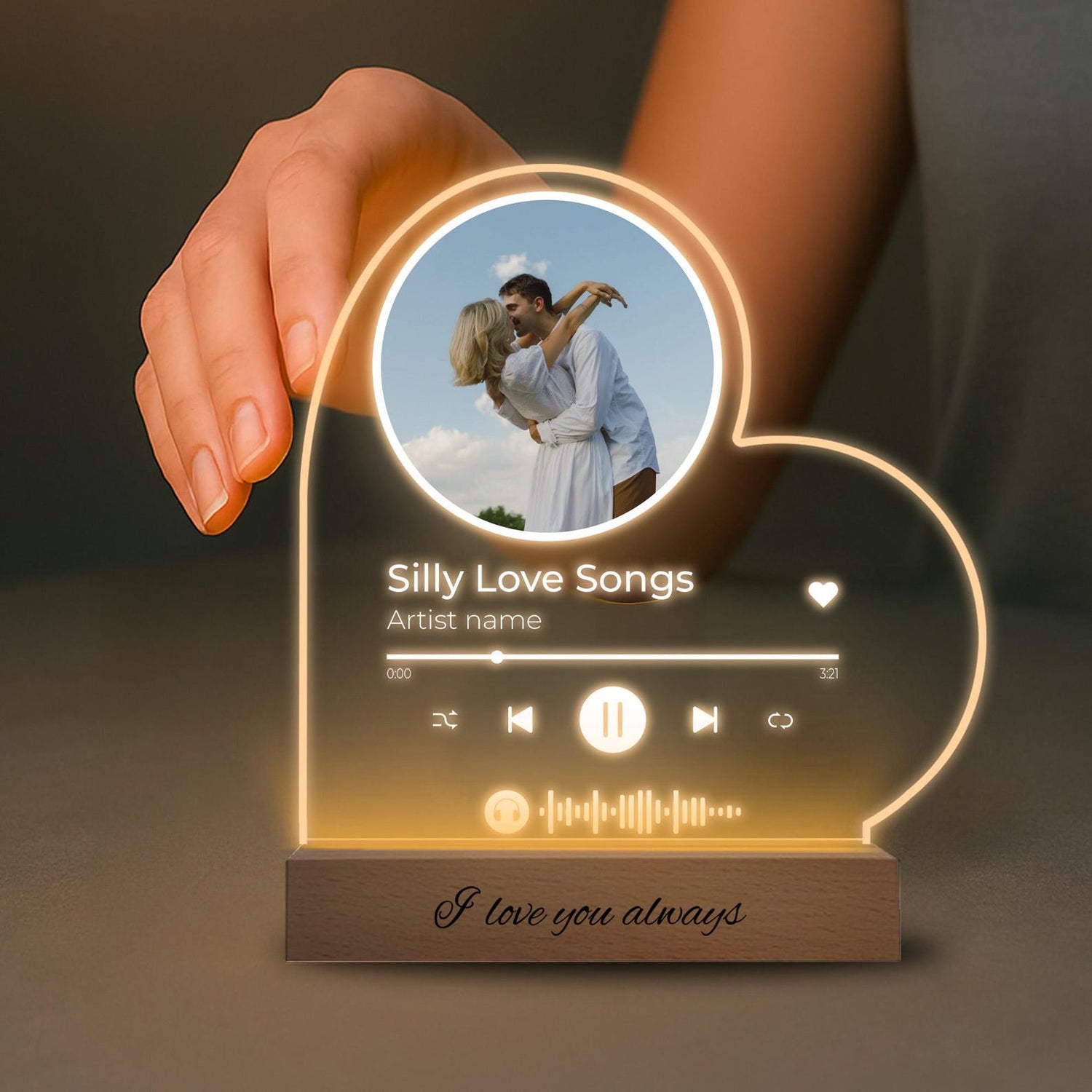 Personalized Heart LED Photo Plaque: Custom Song &amp; Picture Night Light