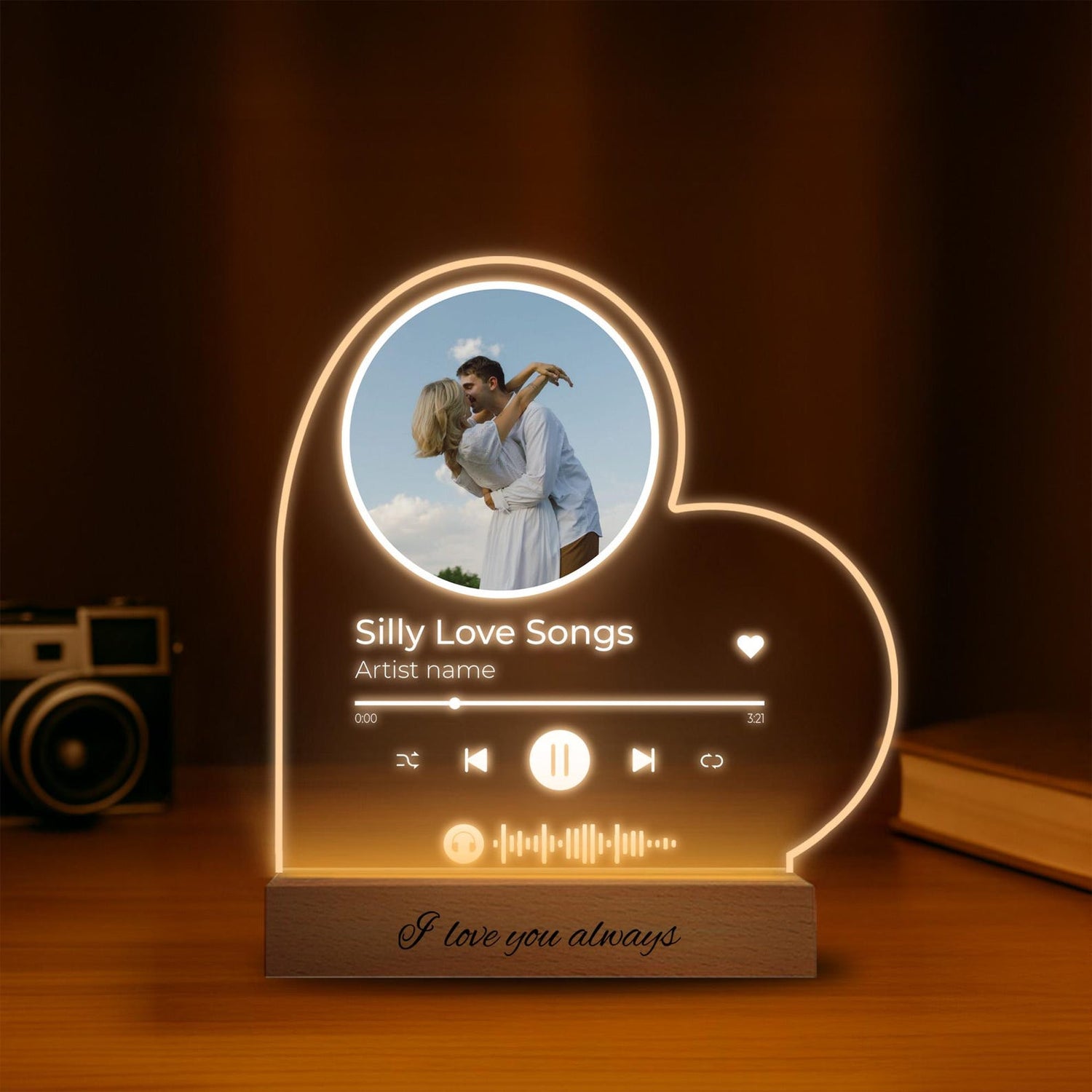 Personalized Heart LED Photo Plaque: Custom Song &amp; Picture Night Light