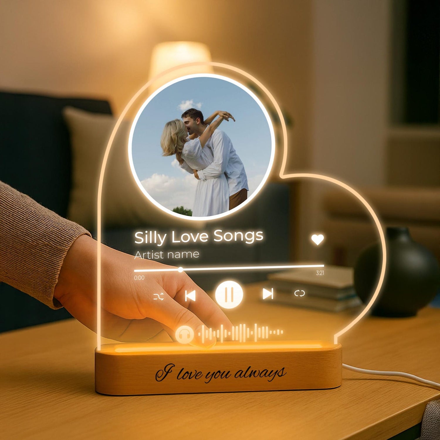 Personalized Heart LED Photo Plaque: Custom Song &amp; Picture Night Light