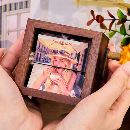Personalized Photo Flipbook Animation Box, Custom Wooden Crank Photo Box with Light, Animated Photo Book, Creative Anniversary Gift