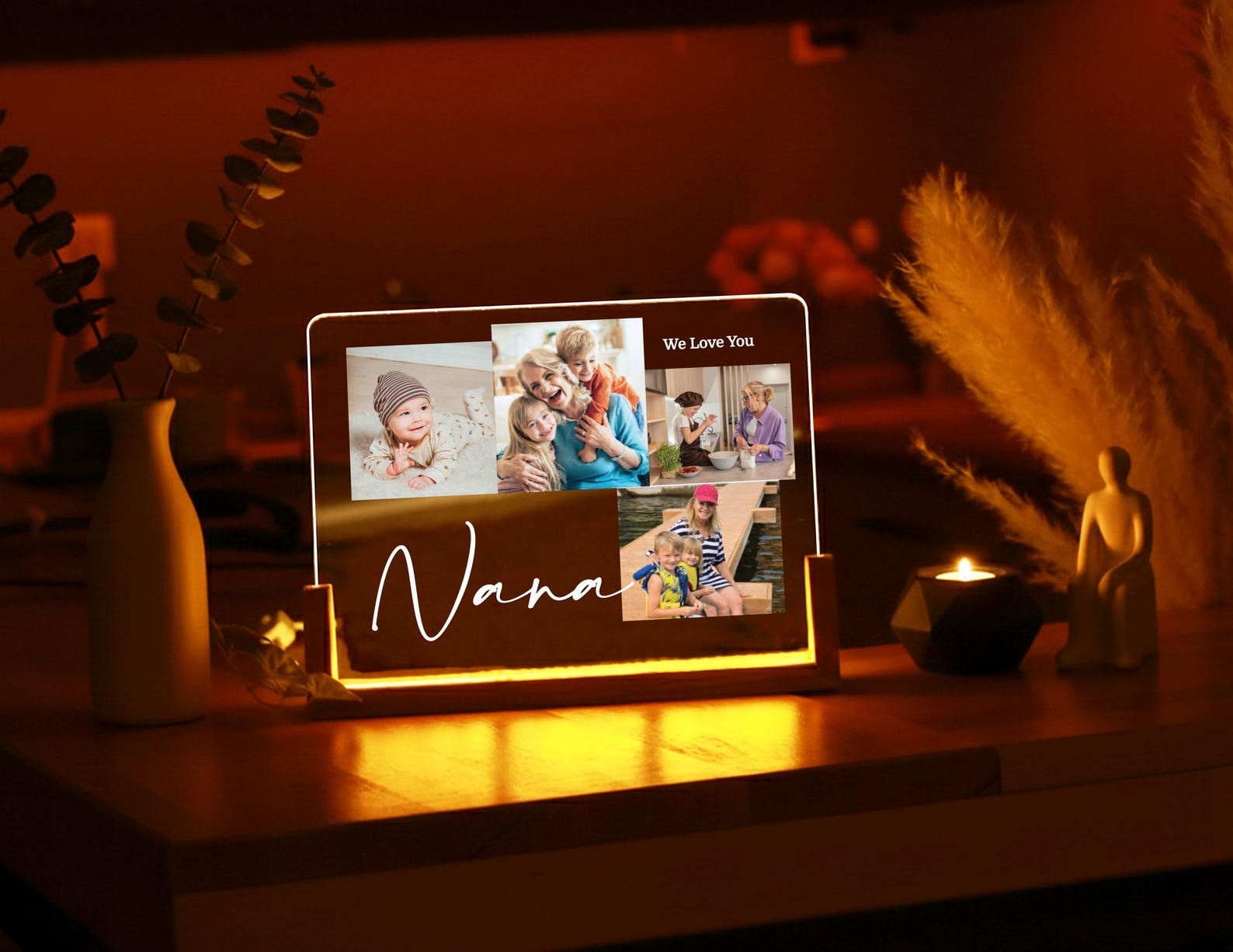 Personalized Photo Collage Led Light: Custom Family Gift, Personalised Photo Frame, Parents Picture