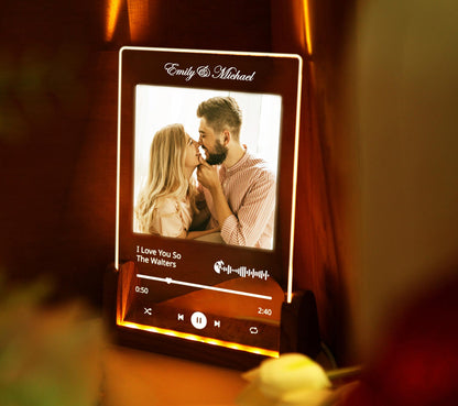 Custom Photo LED Night Lamp with Song – Personalized Music Plaque, Couple Collage Picture Frame Light, Romantic Gift for Girlfriend, Boyfriend, Wife, Husband