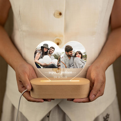 Custom Photo Night Light, Couple Photo Lamp, Custom Heart Shaped Acrylic Lamp,