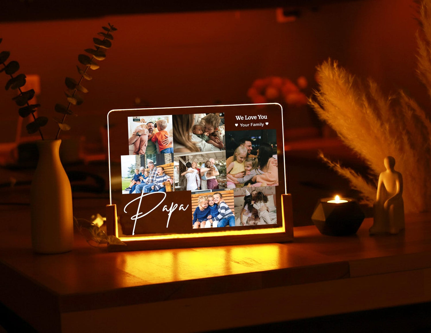 Personalized Photo Collage Led Light: Custom Family Gift, Personalised Photo Frame, Parents Picture