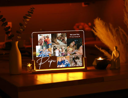 Personalized Photo Collage Led Light: Custom Family Gift, Personalised Photo Frame, Parents Picture
