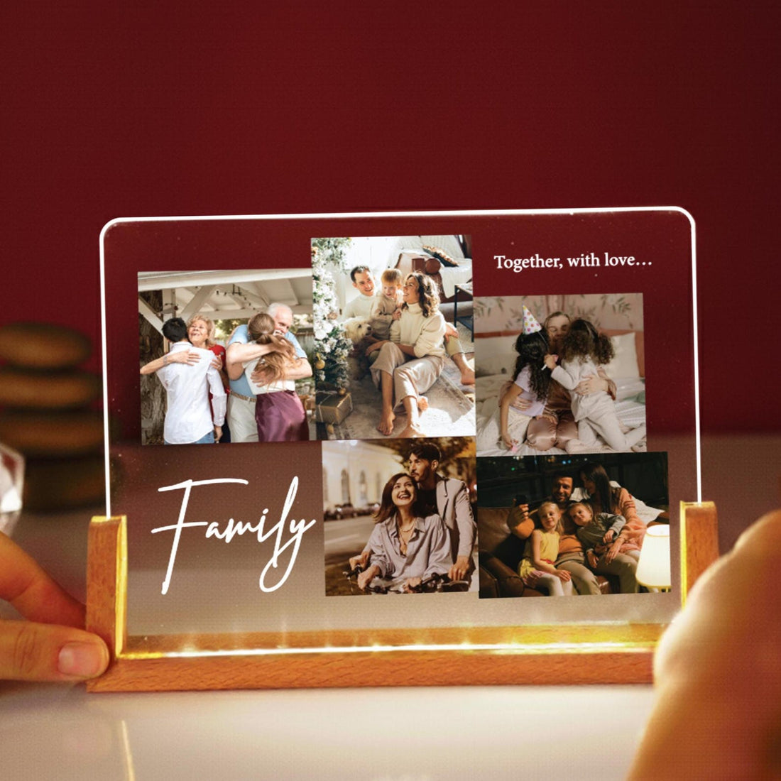 Personalized Photo Collage Led Light: Custom Family Gift, Personalised Photo Frame, Parents Picture