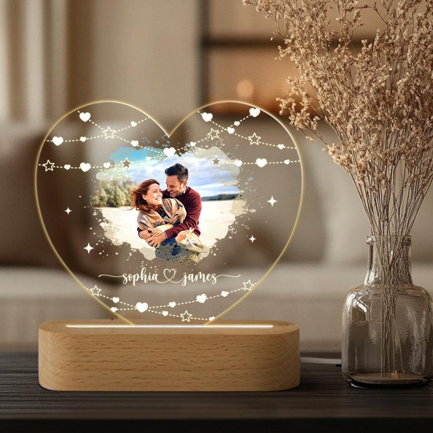 Custom photo Night Light as Valentines Day Gift - Anniversary Gifts
