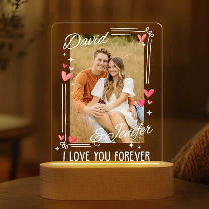 Personalized Couple Photo Led Night Light Lamp, Valentine&