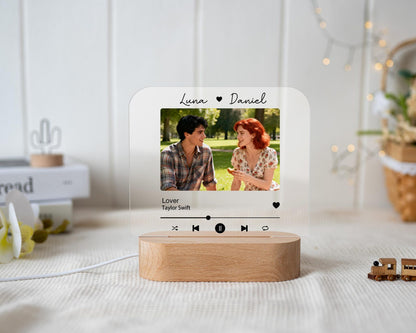 Personalized Acrylic Night Light with Photo, Custom Music Song Gift for Him Her, Boyfriend Girlfriend Gift,