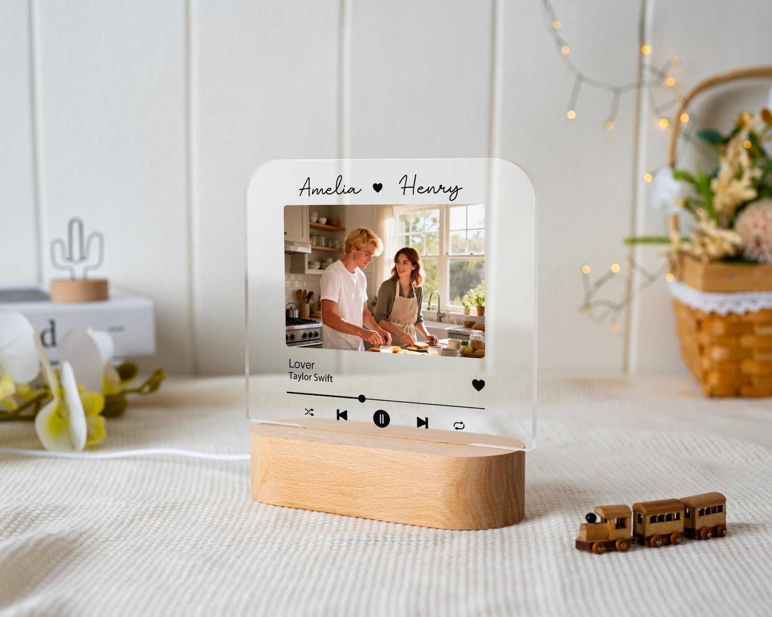 Personalized Acrylic Night Light with Photo, Custom Music Song Gift for Him Her, Boyfriend Girlfriend Gift,
