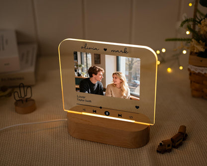 Personalized Acrylic Night Light with Photo, Custom Music Song Gift for Him Her, Boyfriend Girlfriend Gift,