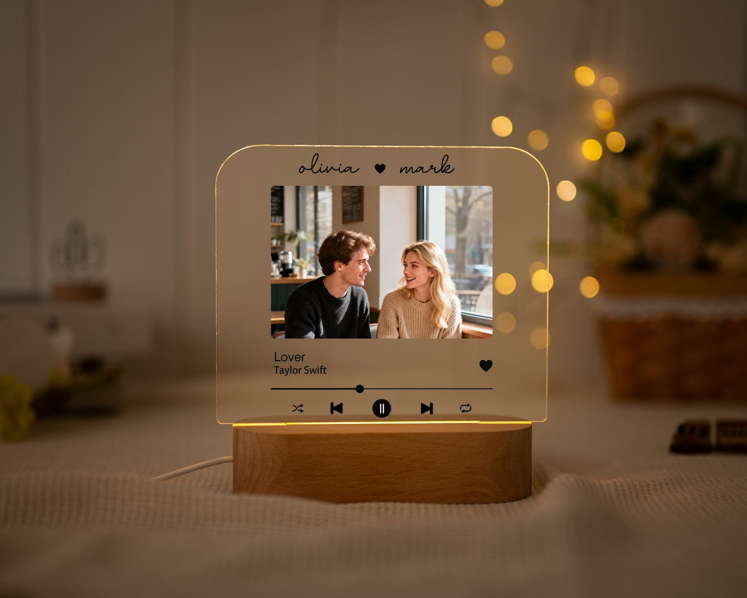 Personalized Acrylic Night Light with Photo, Custom Music Song Gift for Him Her, Boyfriend Girlfriend Gift,