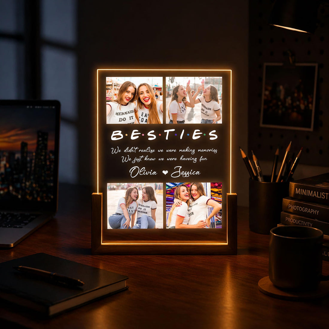 Custom Friend Photo LED Night Light, Personalized Friendship Gift