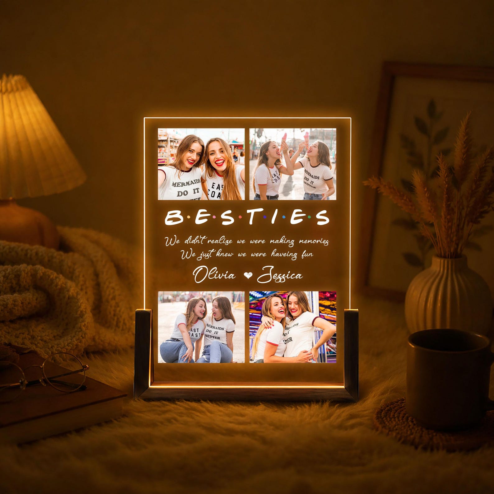 Custom Friend Photo LED Night Light, Personalized Friendship Gift
