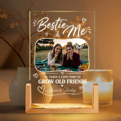 Personalized Best Friend LED Night Light, Custom Photo Friendship Lamp, Bestie Gift, Light Up Sign for Sisters &amp; Friends Soul Sister Gifts