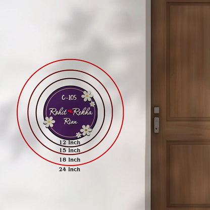 Modern Round Wooden Nameplate with 3D Acrylic Letters | Custom Made