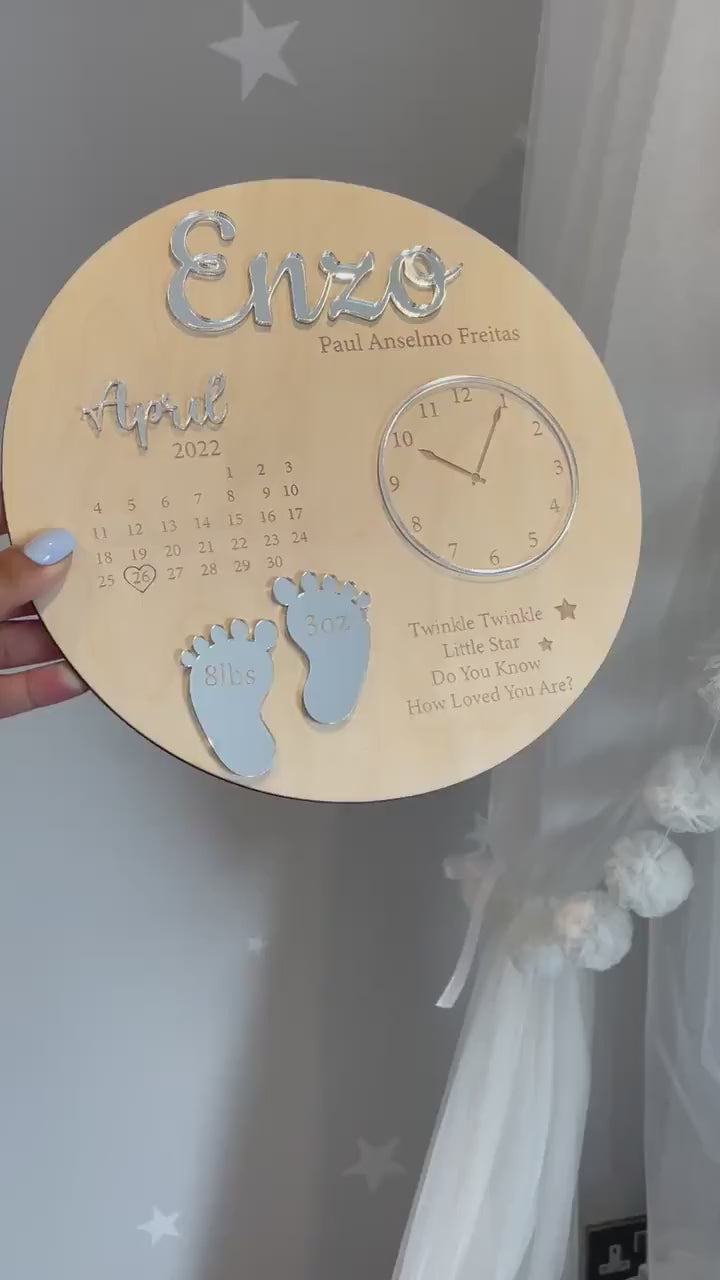 Personalized Baby Birth Announcement Keepsake Plaque – Custom Newborn Gift Sign