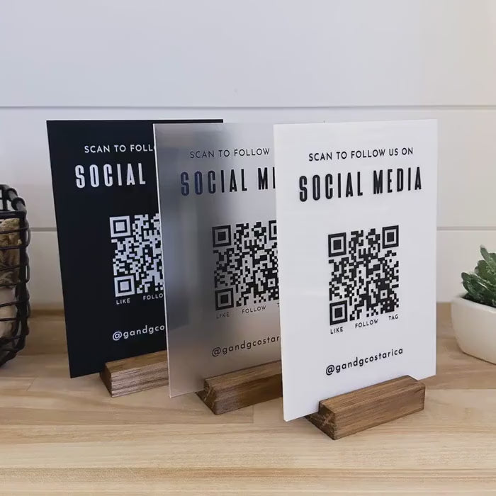 Custom Acrylic Business QR Code Sign, Scan to Pay, Social Media &amp; Payment Display5" x 7"