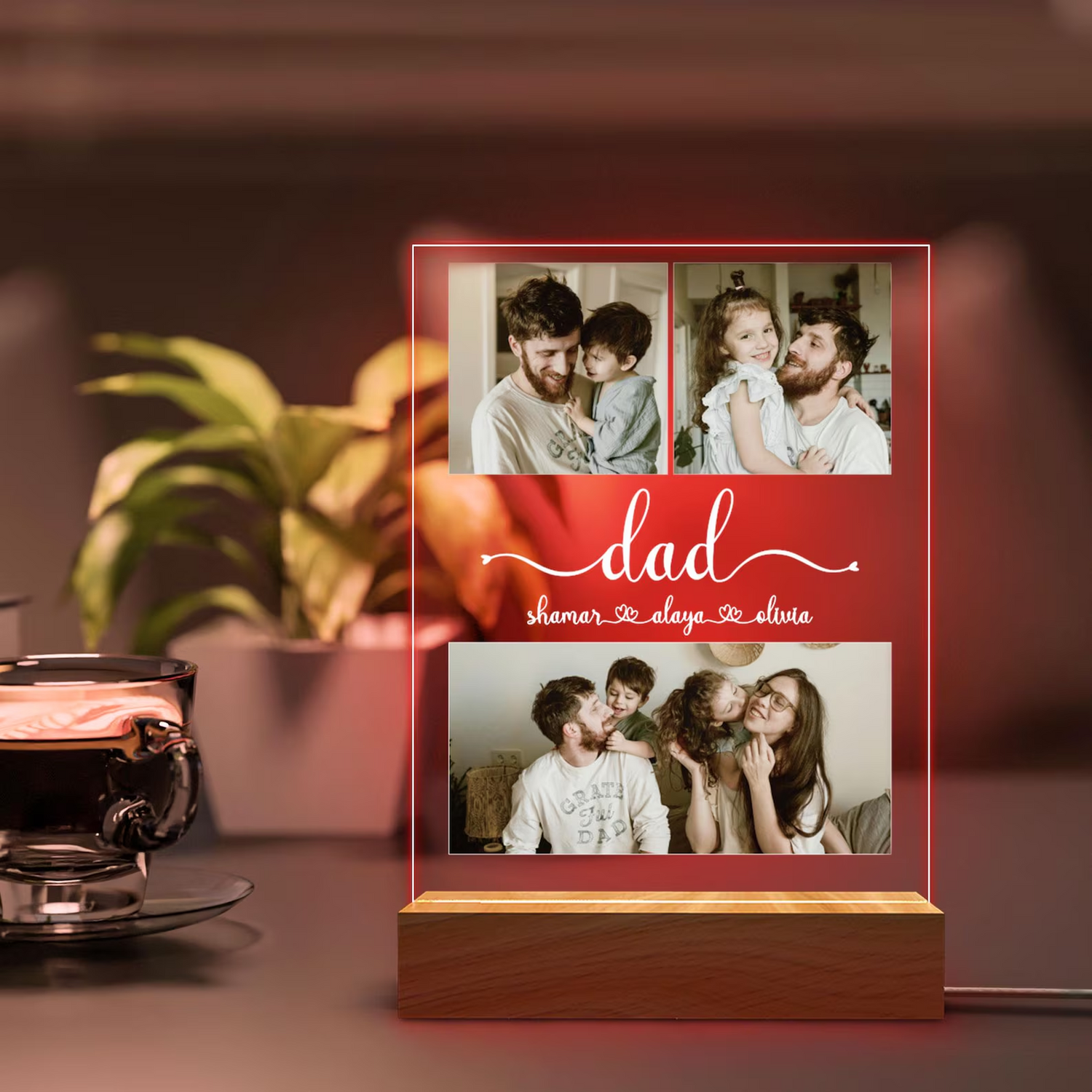 Personalized Photo Night Light,Fathers Day Gifts,Personalized Gifts,Gift for Dad,Best Dad Ever,Custom Name Light,Bedroom Night Light,For dad